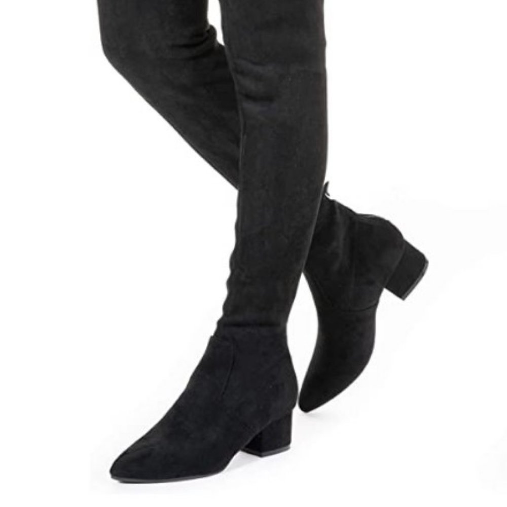 Thigh High Over Knee Suede Autumn Black Long Boots Size 9.5-10 New